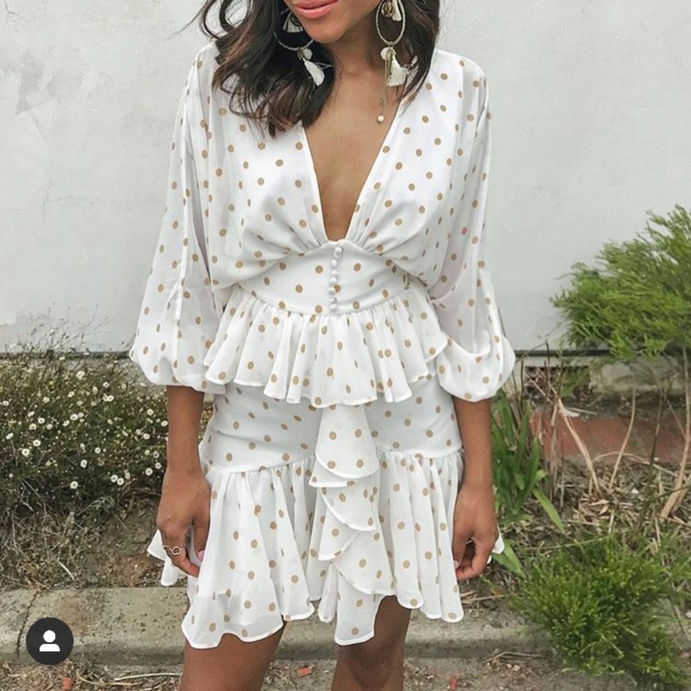 Shona Joy Sophia plunged ruffle mini dress